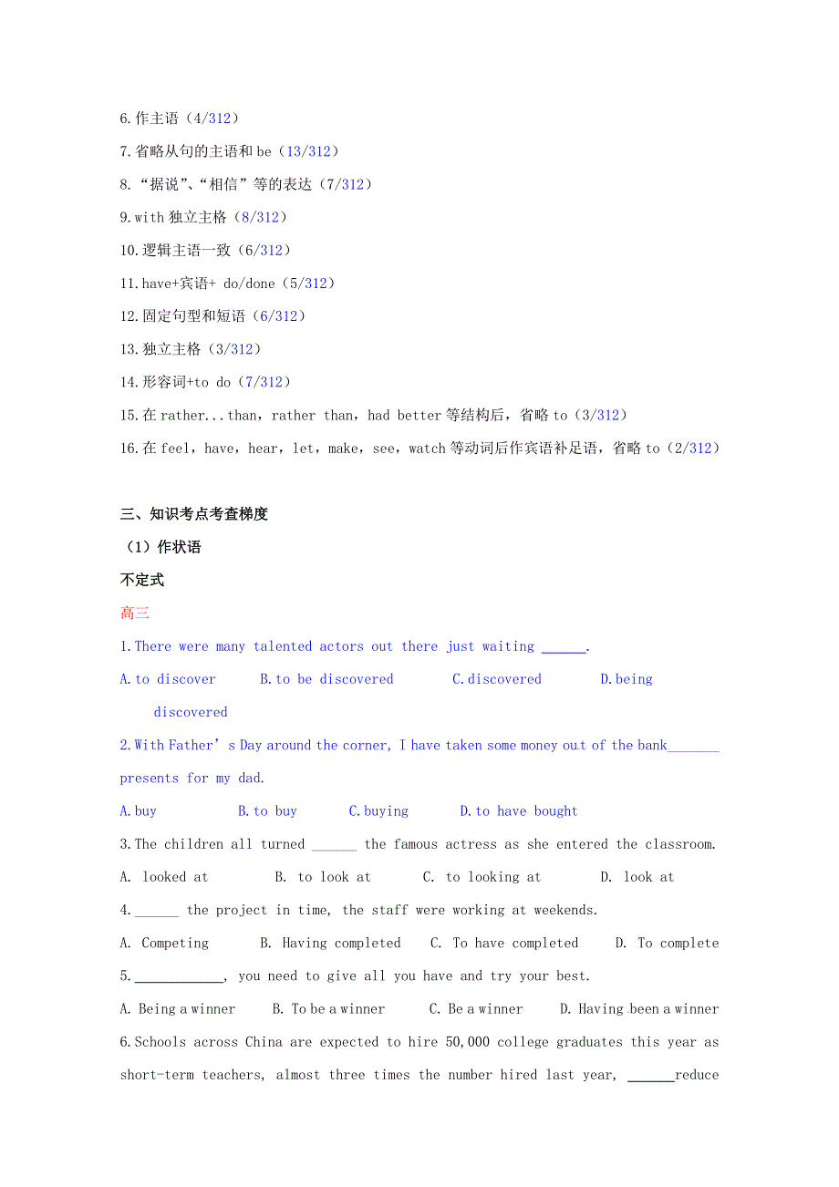 2014高考英语语法专项训练（6）及答案（解析）--非谓语动词（1）.doc_第2页