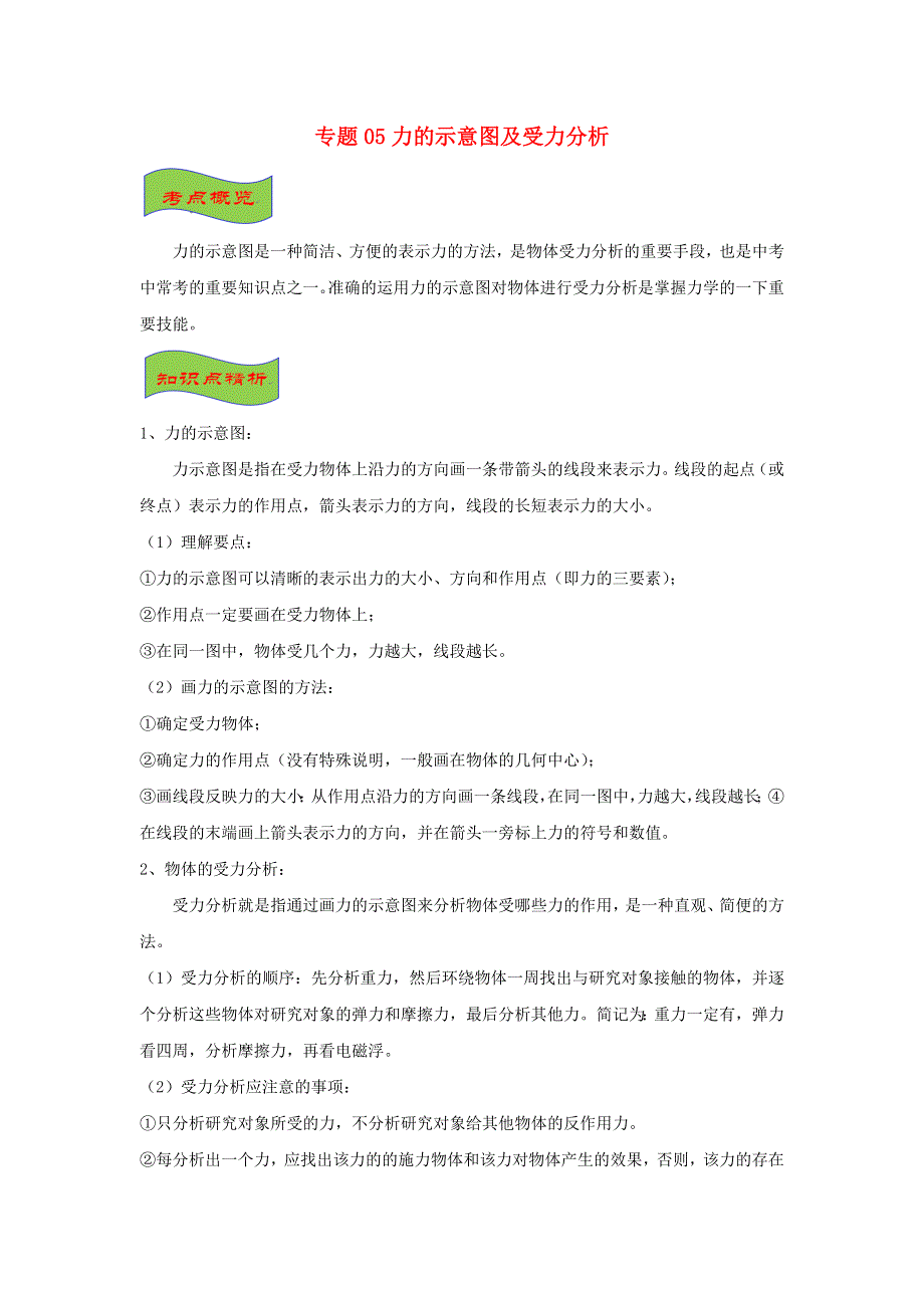 （备战2021）中考物理高频重难点考点专题解读与训练 专题05 力的示意图及受力分析（含解析）.docx_第1页