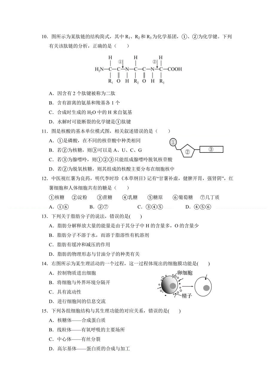 河北省易县中学2020-2021学年高一12月月考生物试题 WORD版含答案.doc_第3页