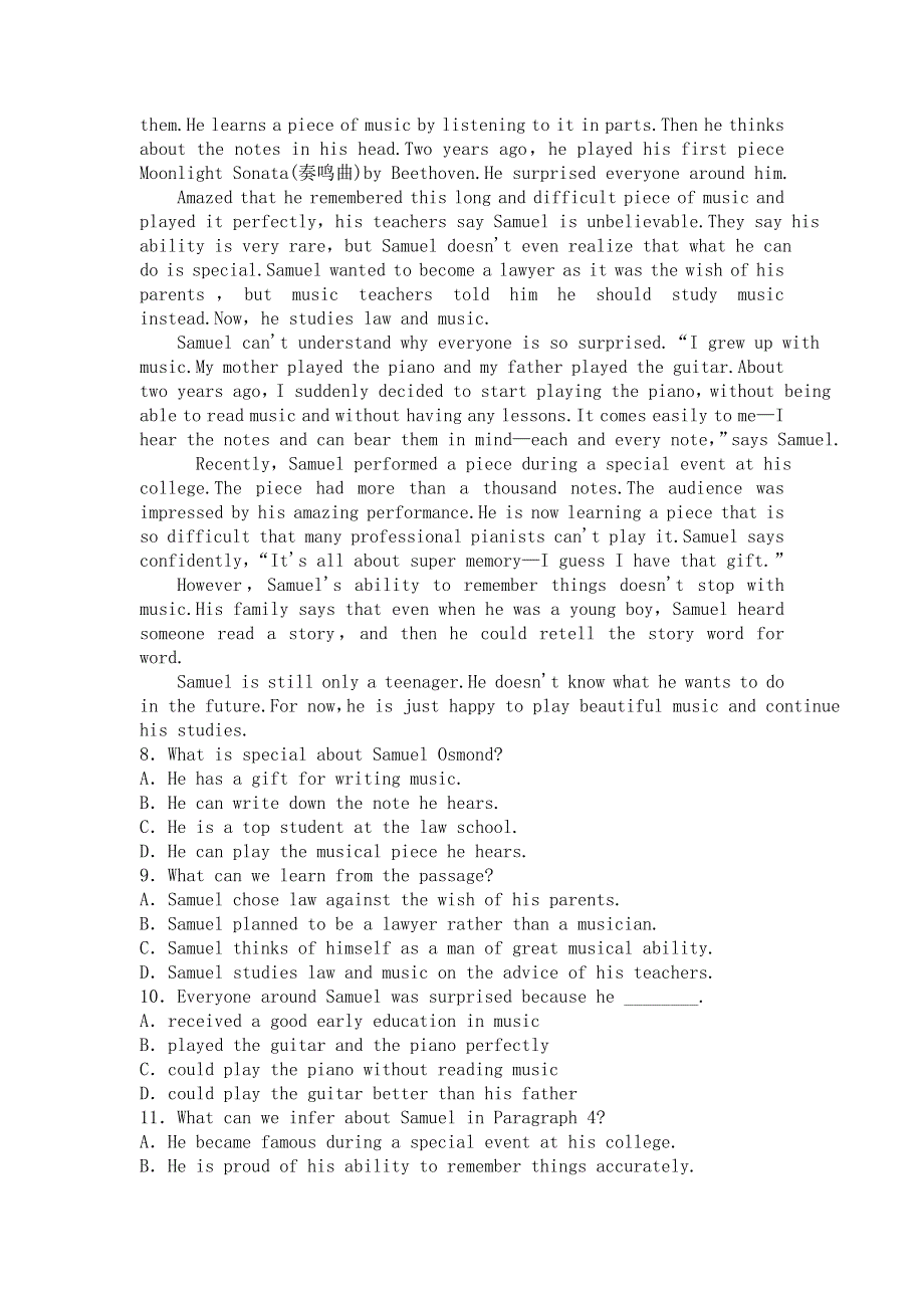 山西省平遥中学2019届高三上学期11月质检英语试卷 WORD版含答案.doc_第3页