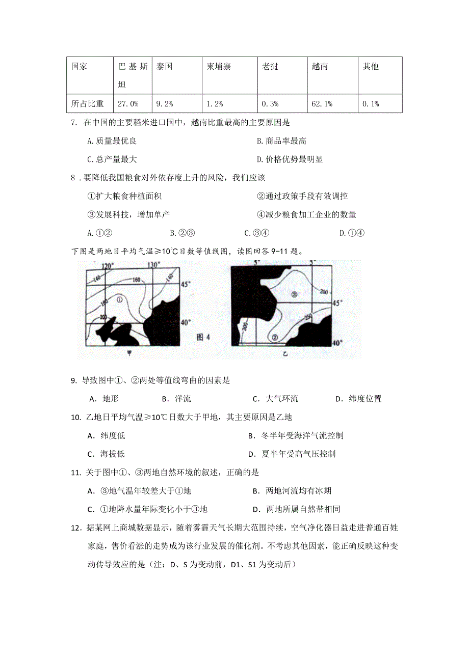 宁夏六盘山高中2014届高三第四次模拟考试文综试题 WORD版无答案.doc_第3页