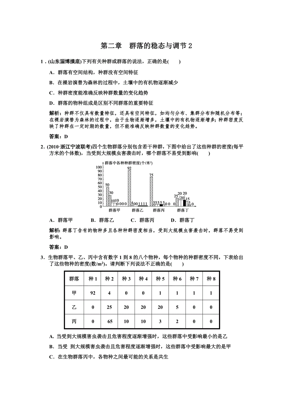 2012高考生物第一轮专题精炼（群落的稳态与调节2）.doc_第1页