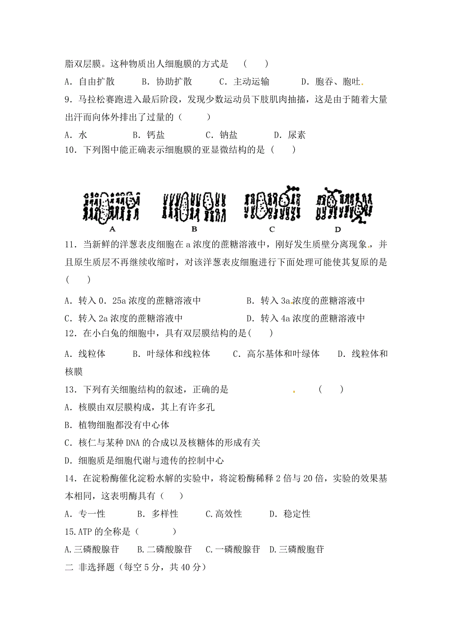 黑龙江省伊春市第二中学2018-2019学年高一上学期期末考试生物（文）试题 WORD版含答案.docx_第2页