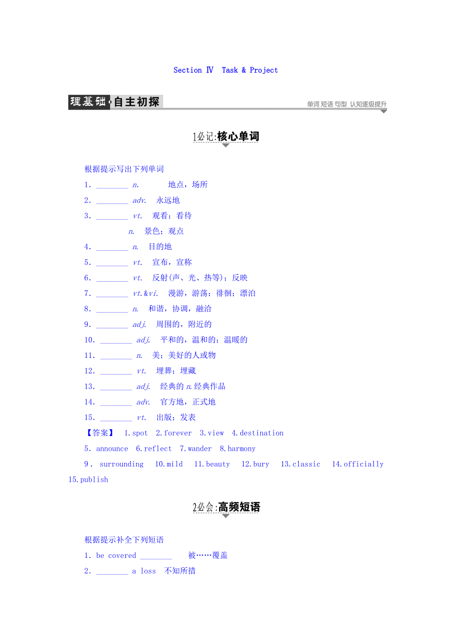 2017-2018学年高中英语（牛津译林版必修二）教师用书：UNIT 2 SECTION Ⅳ TASK & PROJECT WORD版含答案.doc_第1页