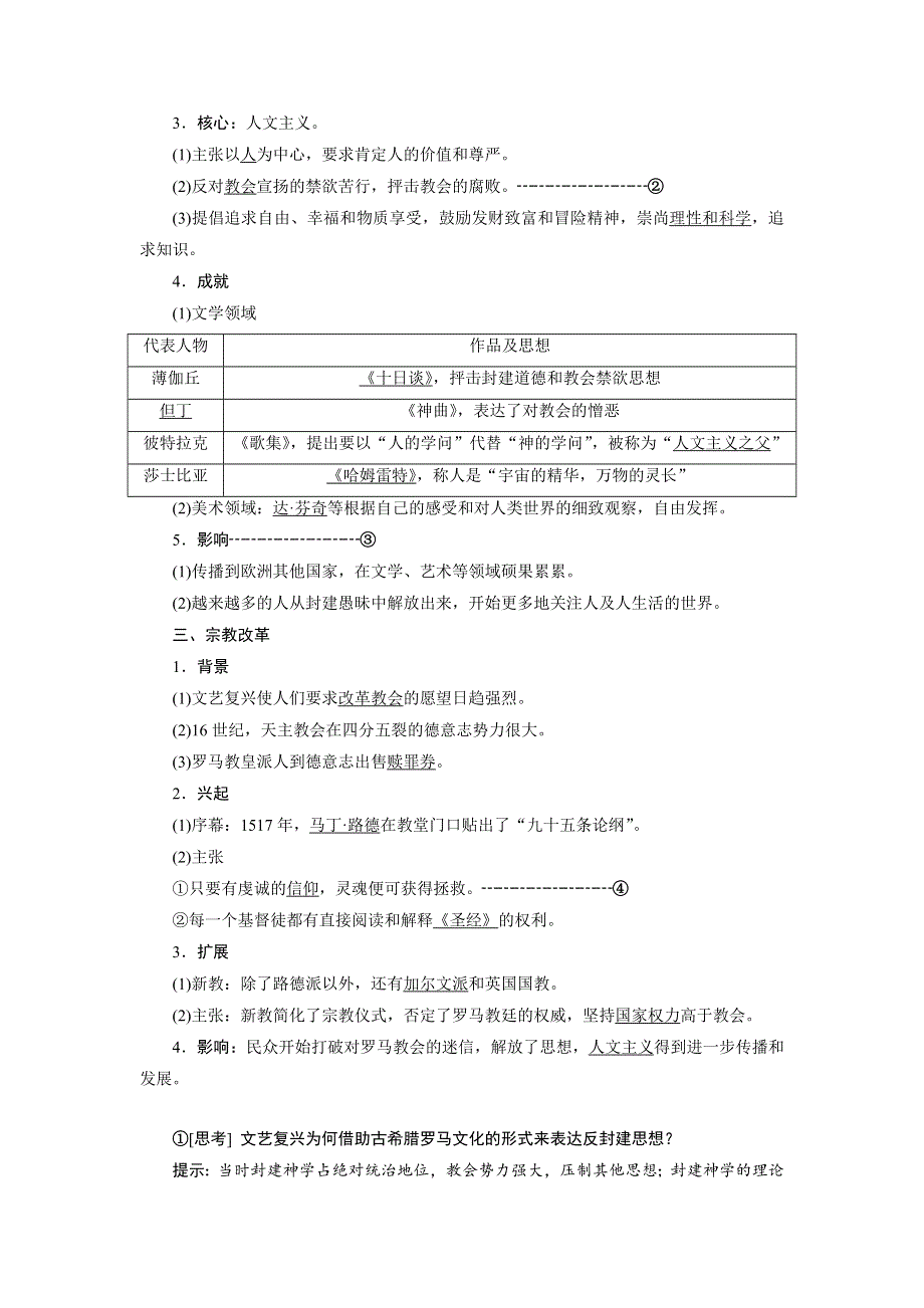 2017-2018学年高二历史（人教版）必修3教学案：第6课　文艺复兴和宗教改革 WORD版含答案.doc_第2页