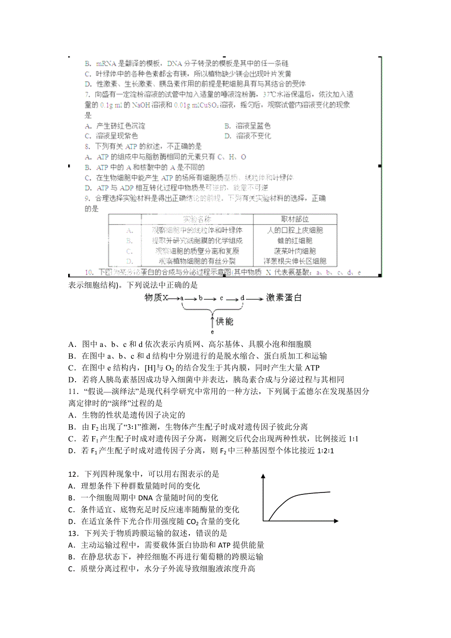 山西省忻州一中2012届高三第一次四校联考试题生物.doc_第2页