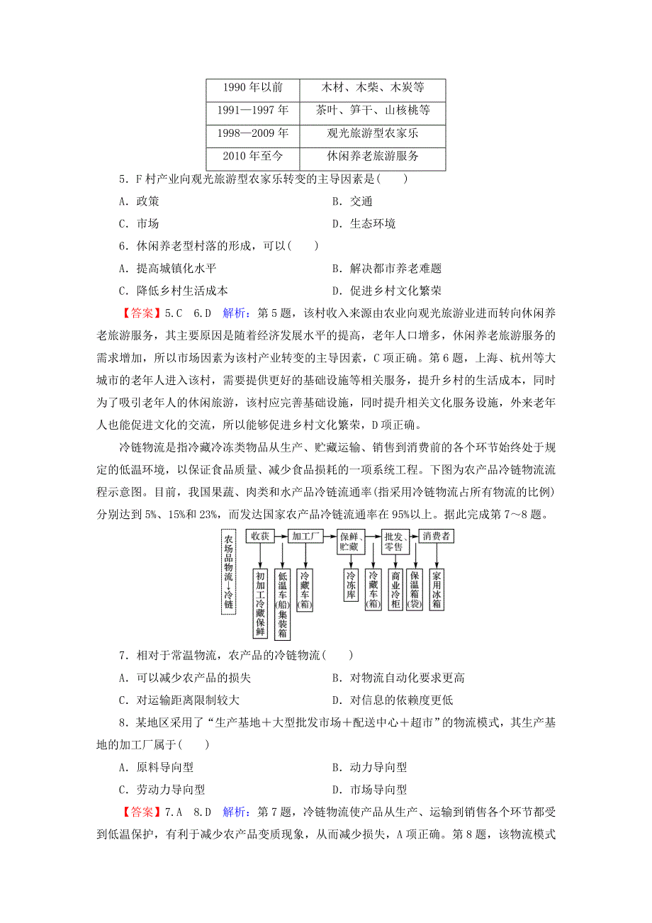 2023版高考地理一轮总复习 第二部分 人文地理 第十章 产业区位因素 第三节 服务业区位因素及其变化课时演练.doc_第3页