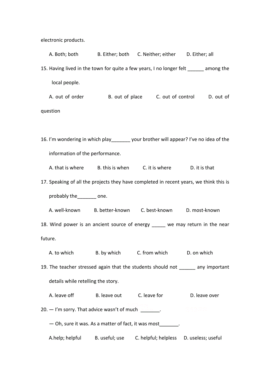 甘肃省2012届高三英语二轮专题集训：单词辨音 单项选择（3）.doc_第3页