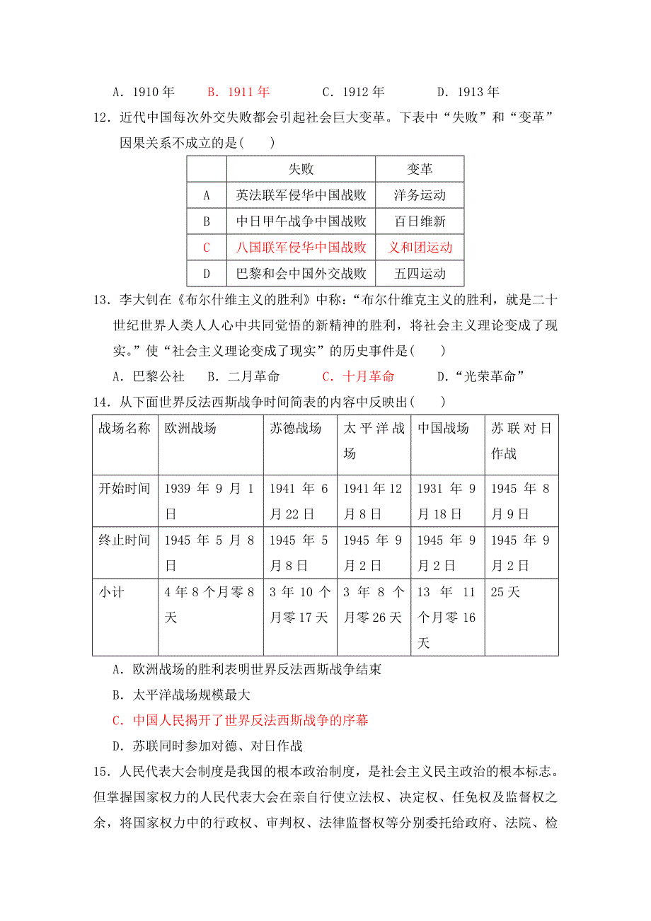 甘肃省临夏中学2019-2020学年高二上学期期中考试历史（理）试题 WORD版含答案.doc_第3页