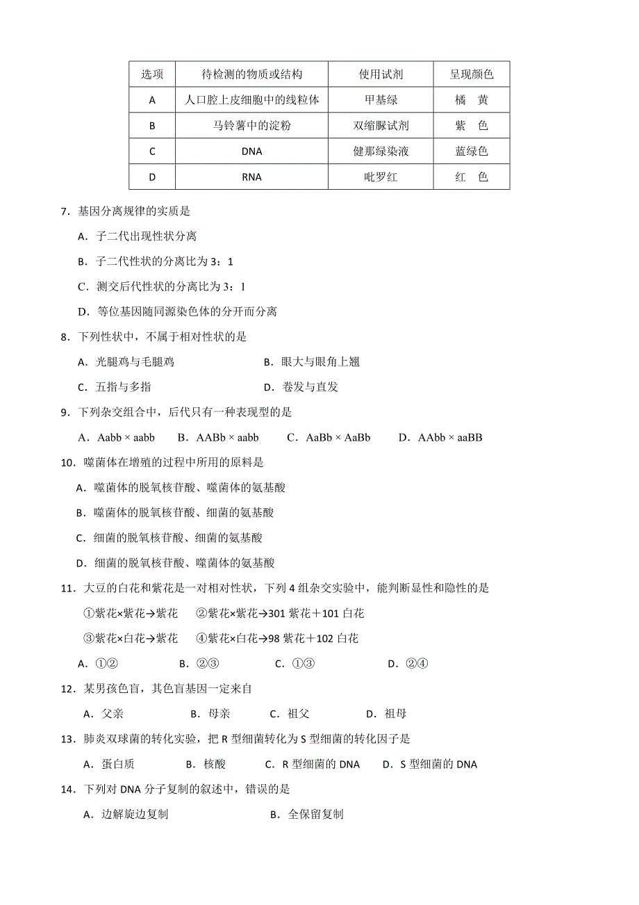 山西省忻州市09-10学年高一下学期联考（生物）B卷.doc_第2页