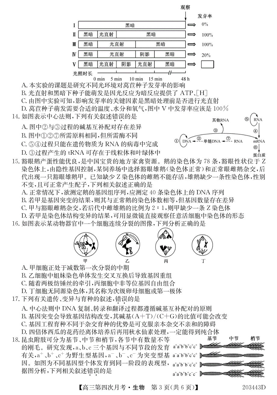 黑龙江省齐齐哈尔市拜泉四中2020届高三上学期第四次月考生物试卷 PDF版含答案.pdf_第3页