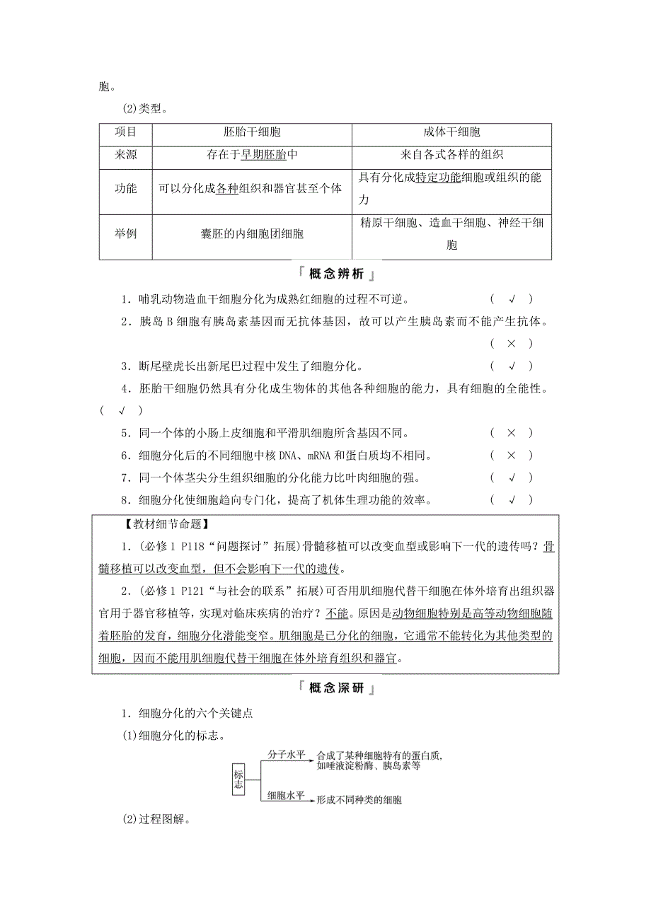 2023版高考生物一轮总复习 第4单元 细胞的生命历程 第13课 细胞的分化、衰老和死亡教师用书.doc_第2页