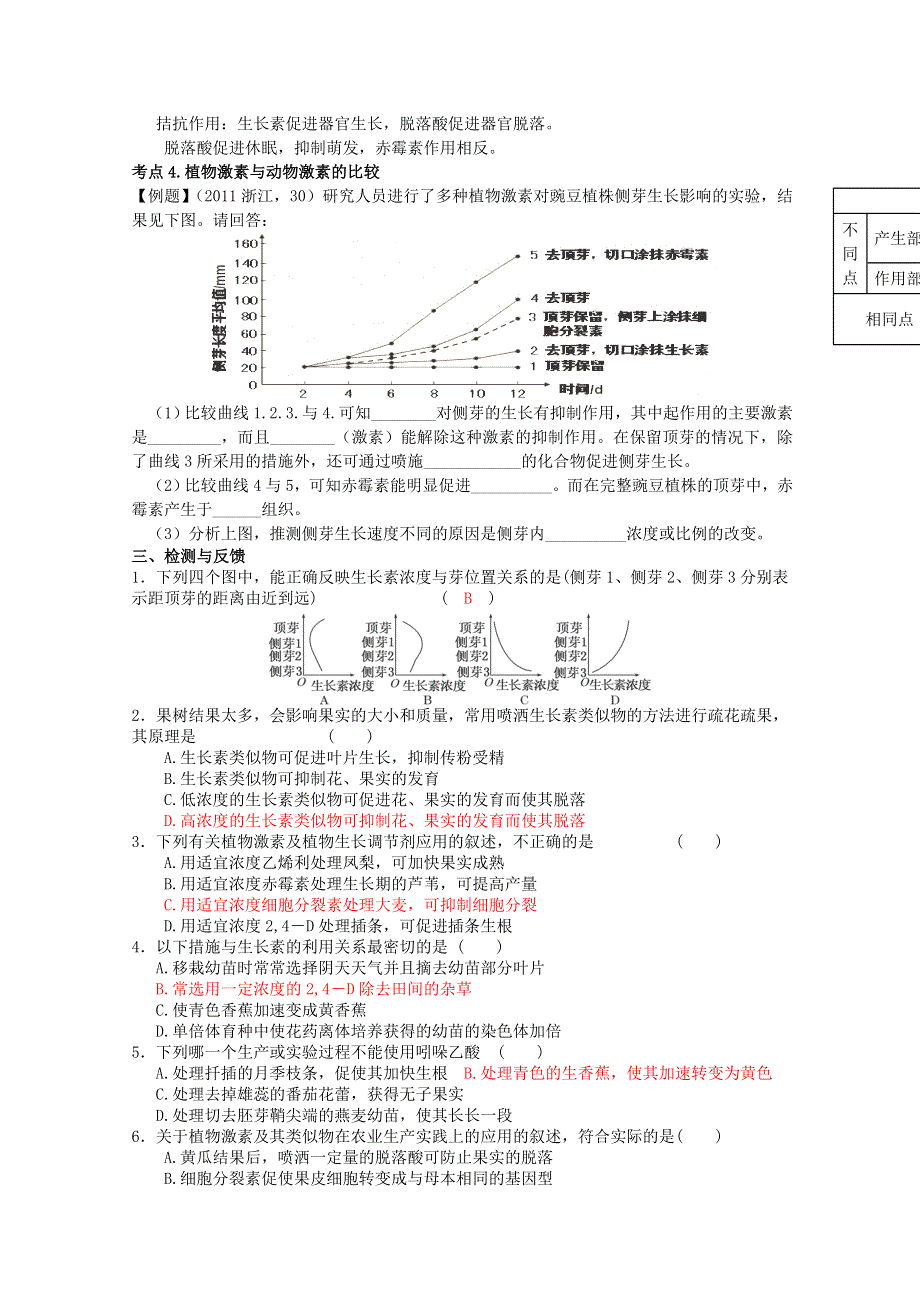 河南省郑州市第五中学2015-2016学年高二生物导学案：3-3《其他植物激素》（新人教版必修3）WORD版含答案.doc_第2页