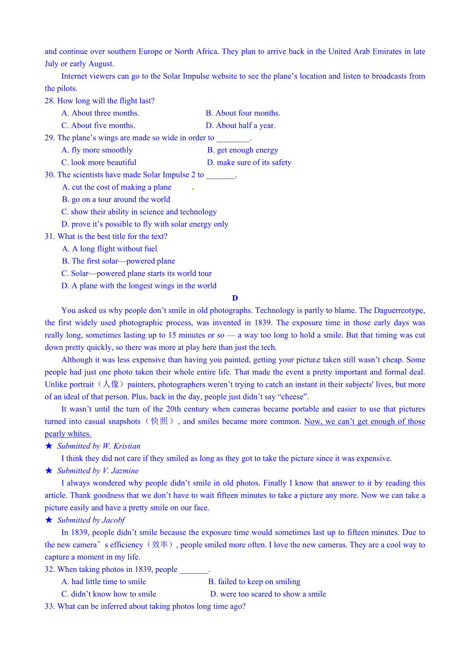 河南省郑州市第一中学2016届新高三年级调研检测英语试题 WORD版含答案.doc_第3页