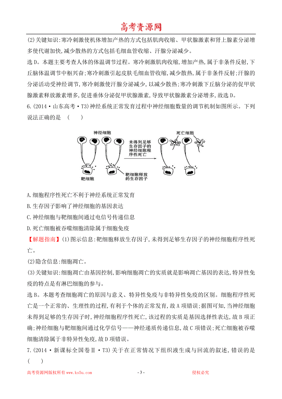 《推荐》2016届高三生物复习2014-2015真题分类汇编：考点15 内环境稳态与体温、水盐和血糖调节 WORD版含答案.doc_第3页