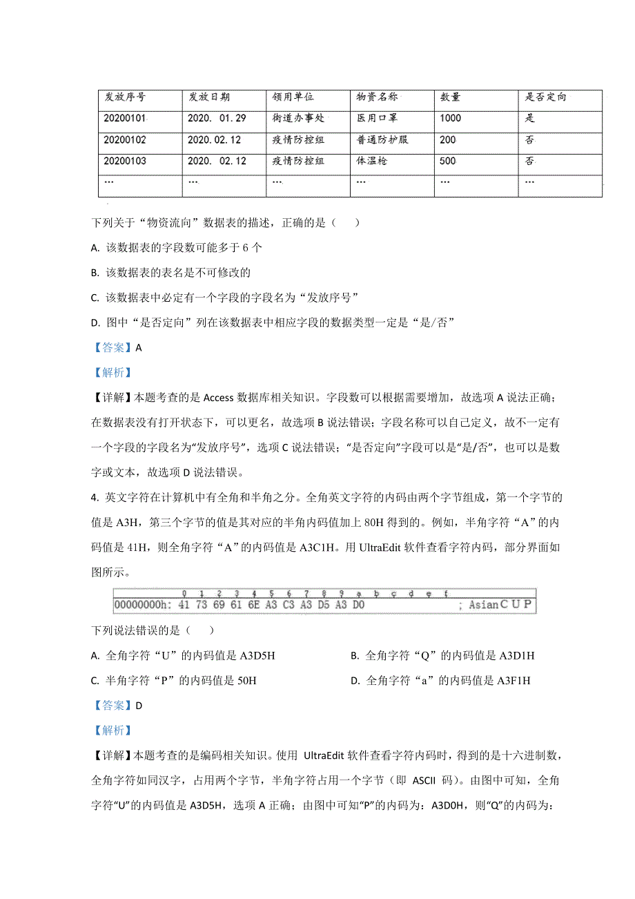 浙江省2021年1月普通高中招生选考科目考试信息技术试题 WORD版含解析.doc_第2页