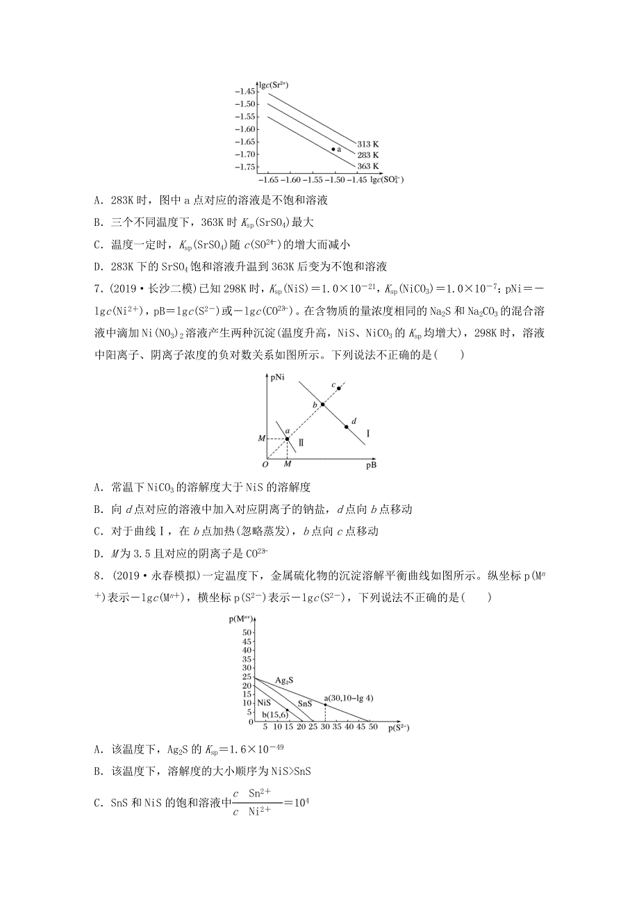 （全国通用）2021高考化学一轮复习 第八章 水溶液中的离子平衡 微考点67 难溶电解质溶度积常数及图像练习（含解析）.docx_第3页