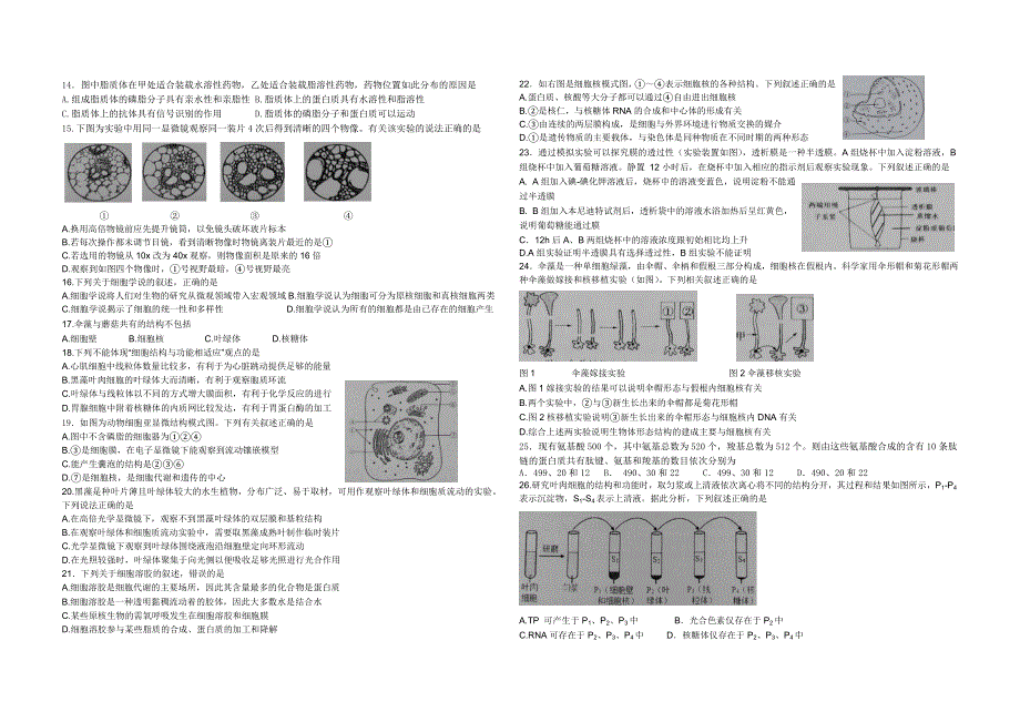 浙江省A9协作体2022-2023学年高一上学期期中联考生物试题.docx_第2页