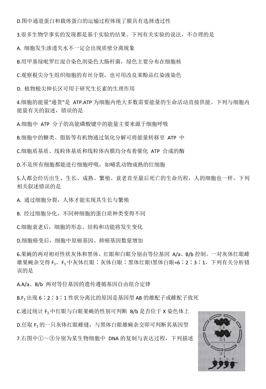 河北省张家口市2021届高三高考一模考试生物试题 WORD版含答案.docx_第2页