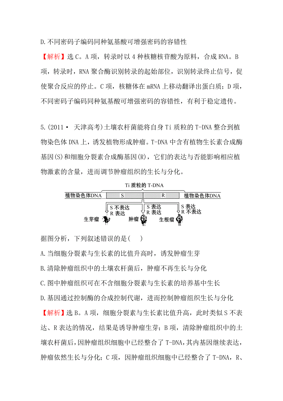 2014高考生物（人教版）二轮专题复习提分训练：遗传信息的表达 2011年 WORD版含解析.doc_第3页