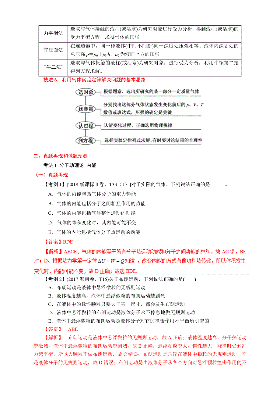 《推荐》考点1 分子动理论 气体状态方程 热力学定律（第四篇）-2019年高考600分考法之物理题型抢分卷 WORD版含解析.doc_第2页