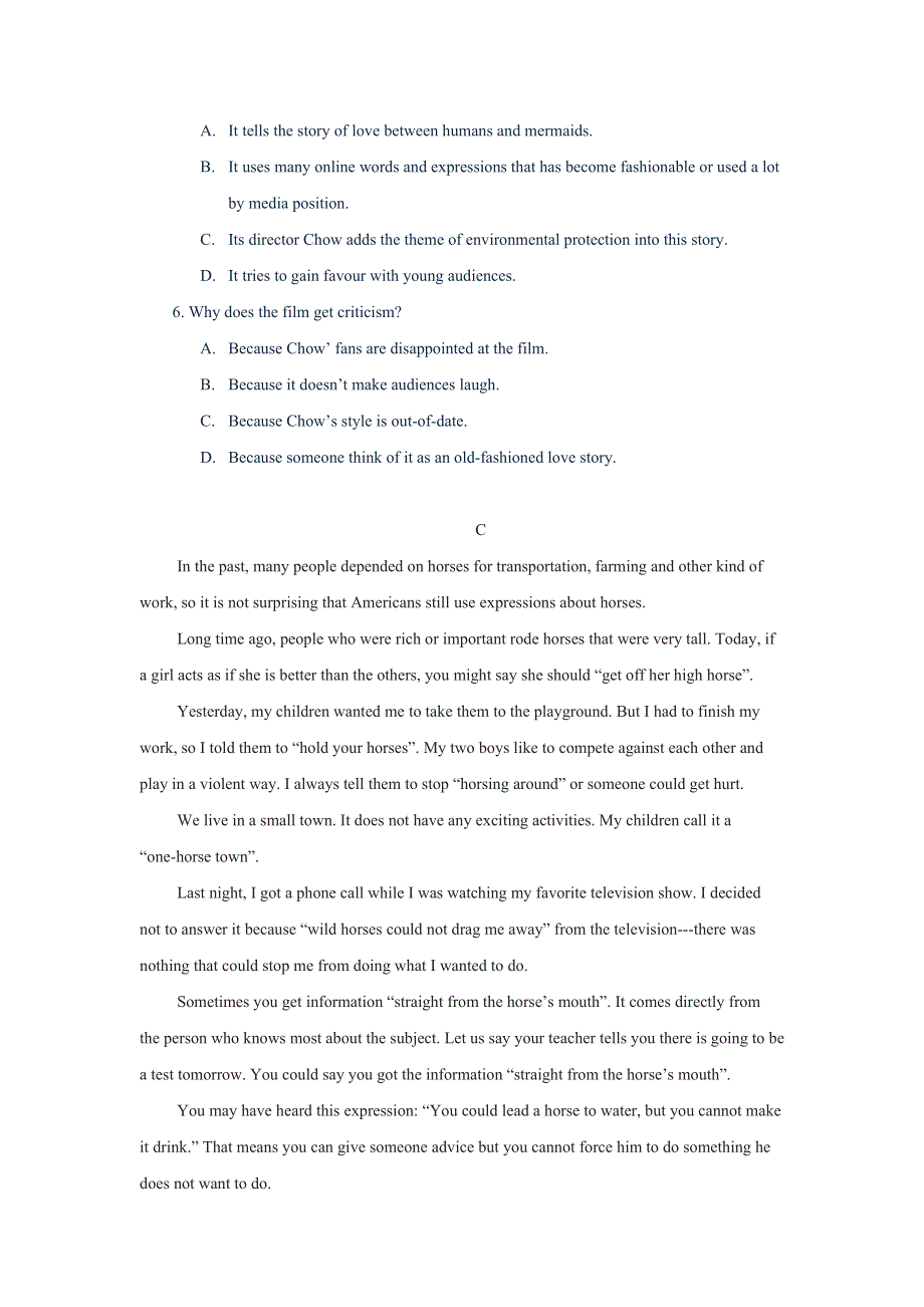 甘肃省天水市第一中学2016-2017学年高一上学期第二次月考英语（B）试题 WORD版含答案.doc_第3页