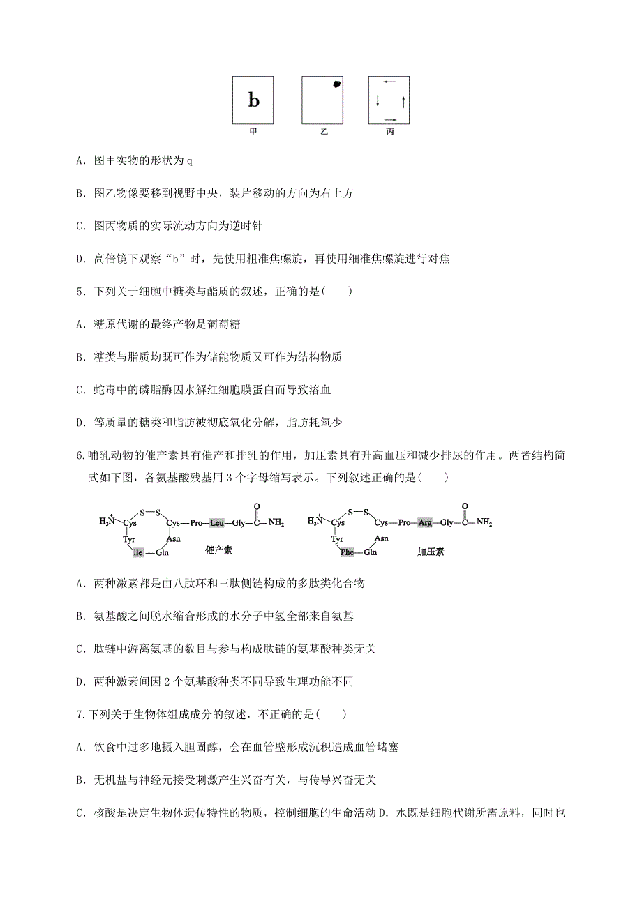 甘肃省天水市甘谷县第四中学2021届高三上学期第二次检测生物试题 WORD版含答案.docx_第2页