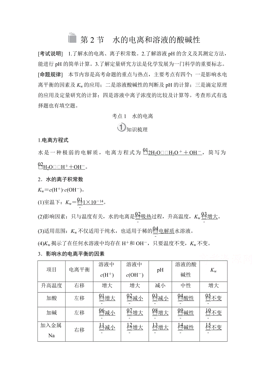 2021高三全国统考化学（经典版）一轮学案：第8章 第2节 水的电离和溶液的酸碱性 WORD版含答案.doc_第1页