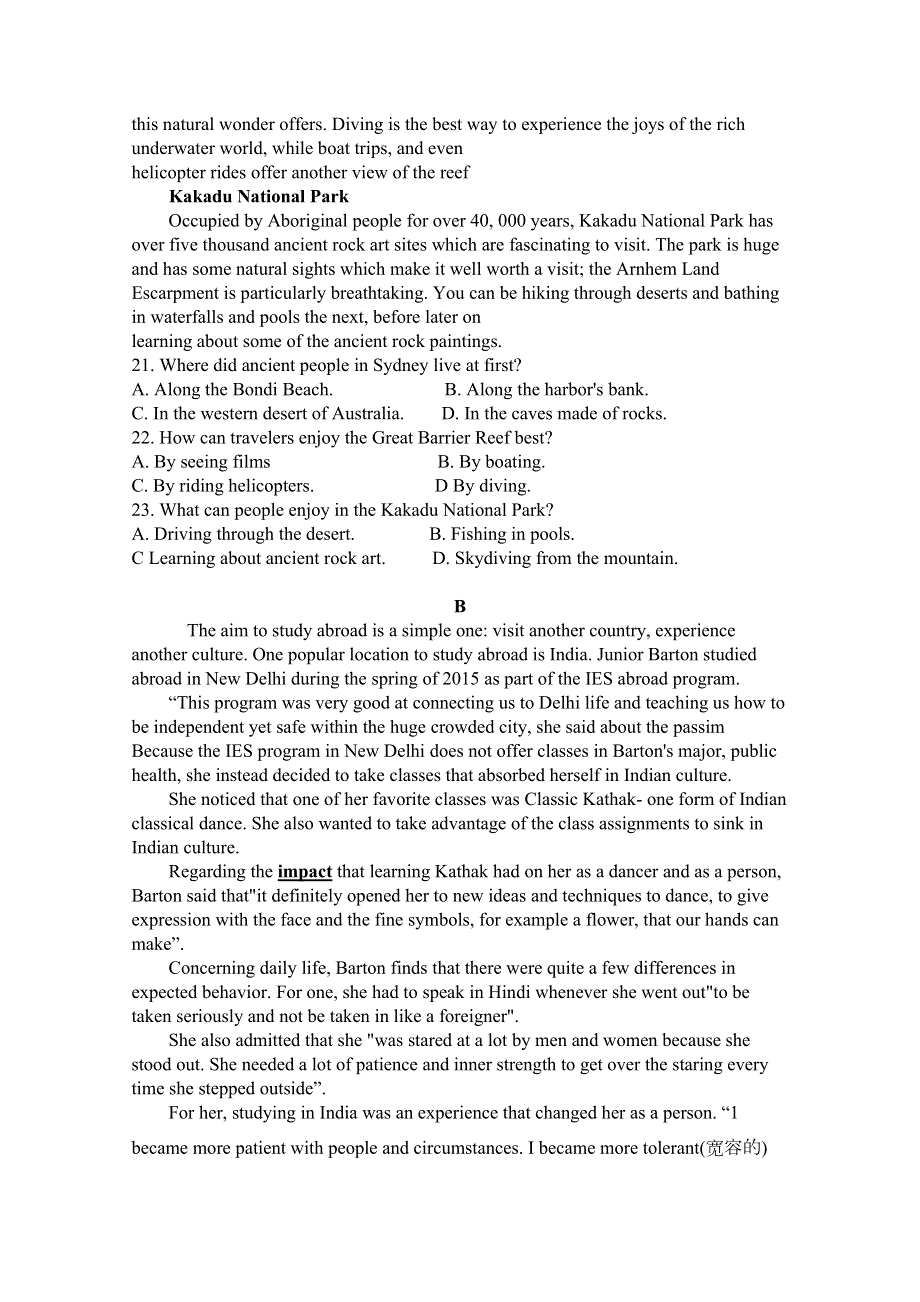 湖南省常德淮阳中学2020-2021学年高一上学期期中考试英语试卷 WORD版含答案.docx_第3页