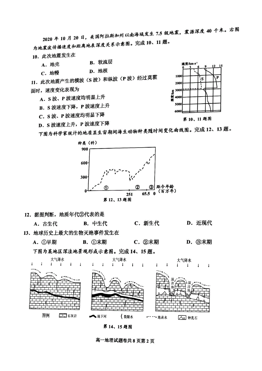 浙江省嘉兴市2020-2021学年高一上学期期末检测地理试题 扫描版含答案.pdf_第2页