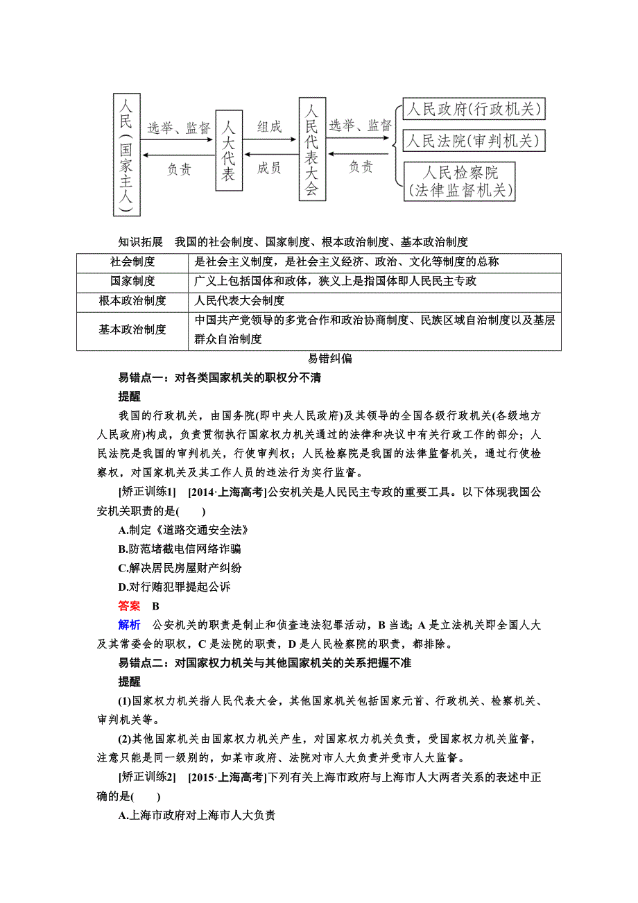 2017届高考政治一轮复习教案：必修2第5课考点二　我国的人民代表大会制度 WORD版含答案.DOC_第3页