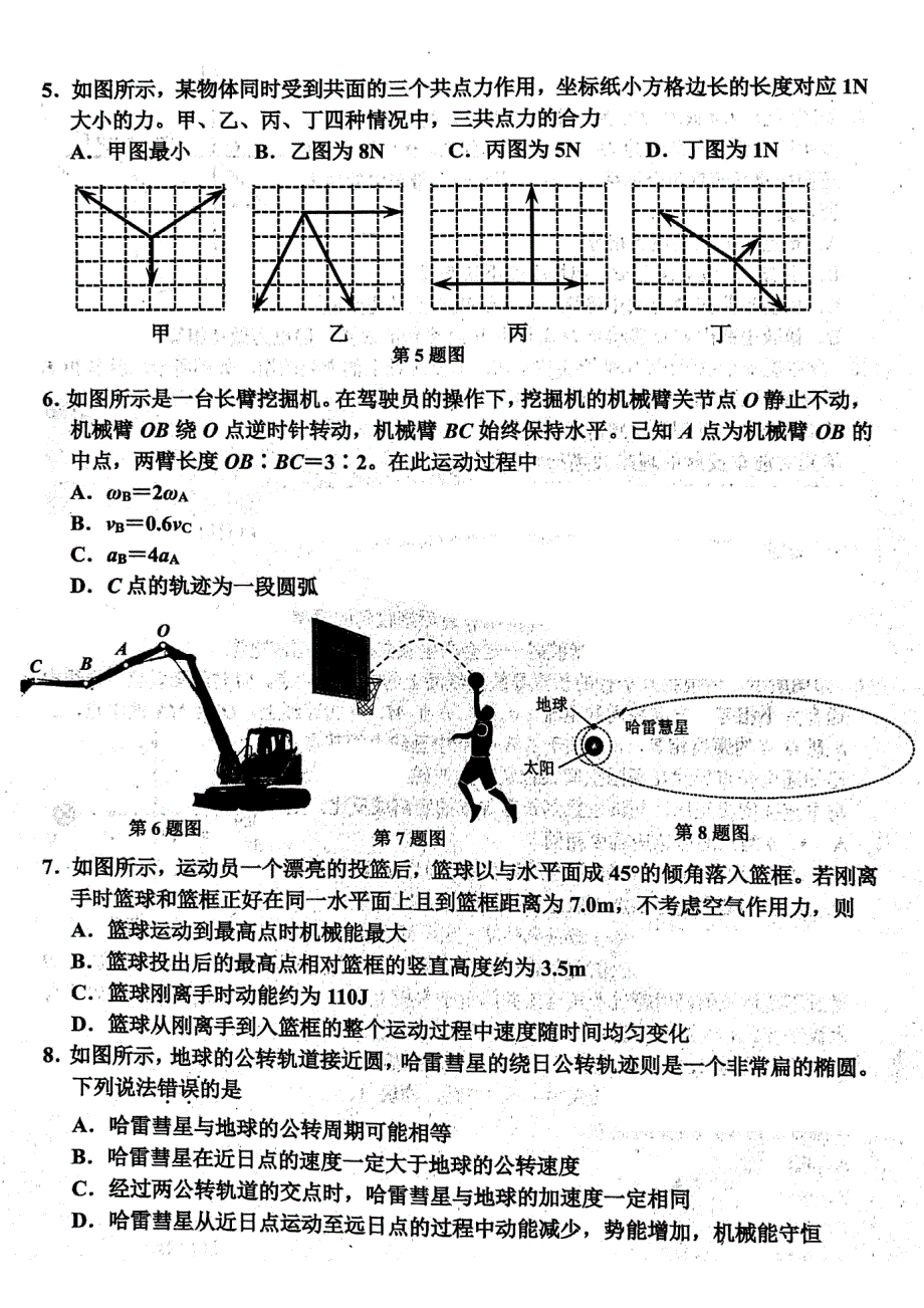 浙江省嘉兴市2022届高三上学期12月选考模拟测试（二模）物理试题 扫描版含答案.pdf_第2页