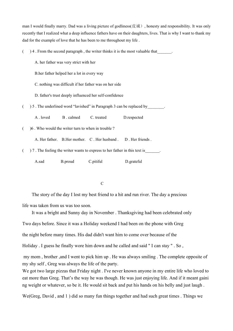 湖南省长沙市明达中学2020-2021学年高一上学期新生入学考试英语试卷 WORD版含答案.docx_第3页