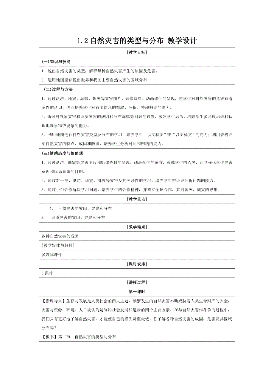 2013-2014学年高二地理湘教版选修五教学设计 1.doc_第1页