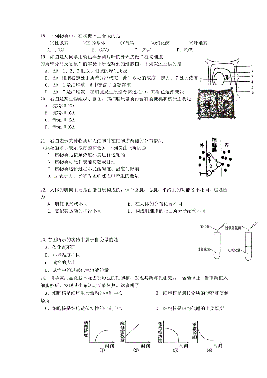 浙江省余姚中学10-11学年高二上学期限时训练生物（1）试题缺答案.doc_第3页