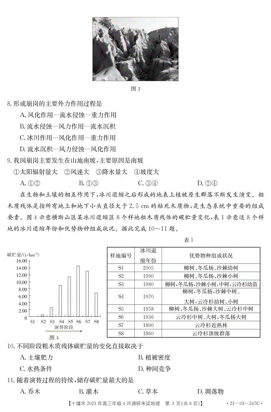 湖北省十堰市2021届高三地理下学期4月调研考试试题（PDF）.pdf_第3页