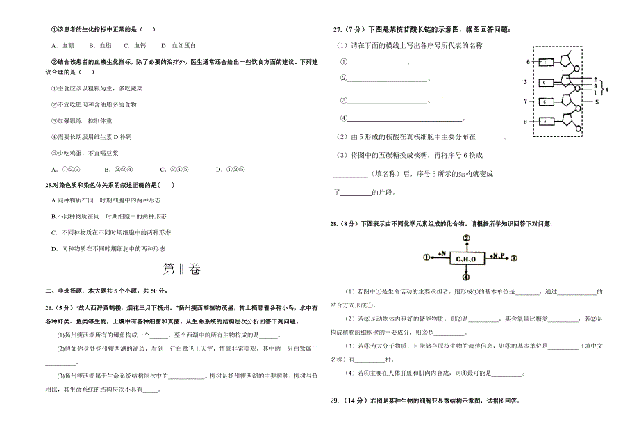 海南省海南鑫源高级中学2019-2020学年高一年级上学期期中考试生物试题 WORD版含答案.docx_第3页