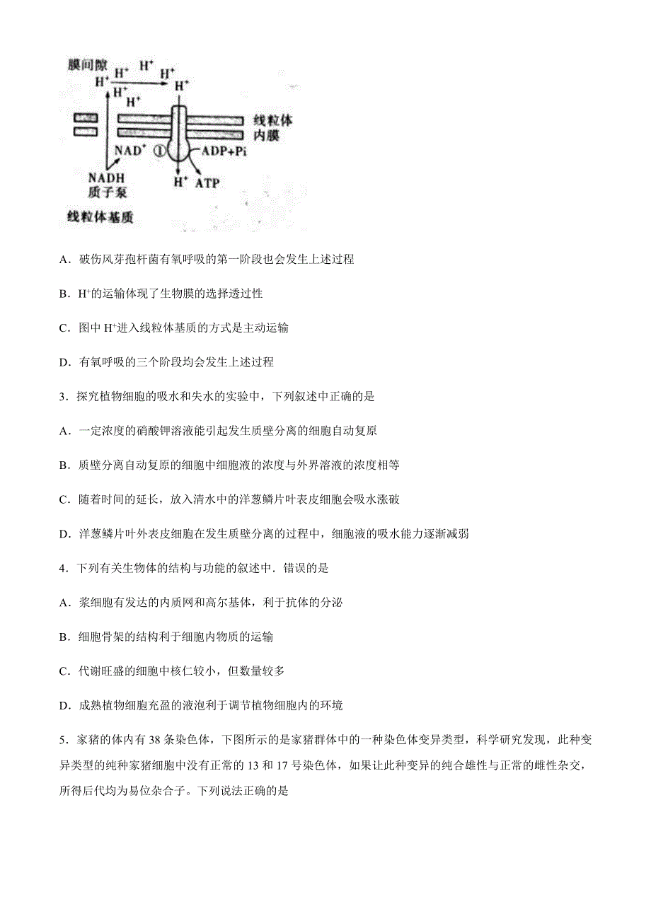 湖北省2021届高三下学期4月第三次大联考生物试题 WORD版含答案.docx_第2页