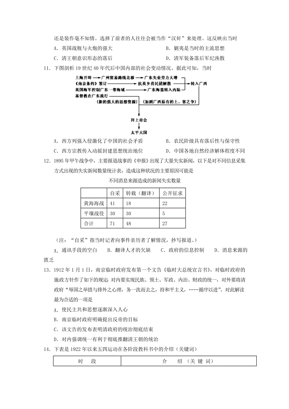 甘肃省平凉市静宁县2022届高三历史上学期第一次月考试题.doc_第3页