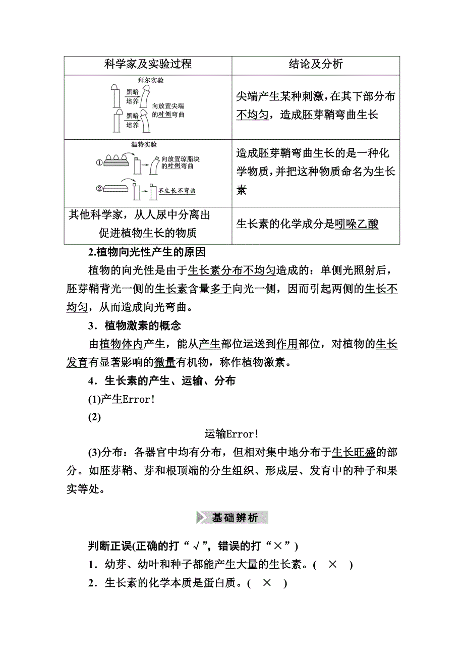 2021高三生物人教版一轮学案：第28讲　植物的激素调节 WORD版含解析.doc_第2页