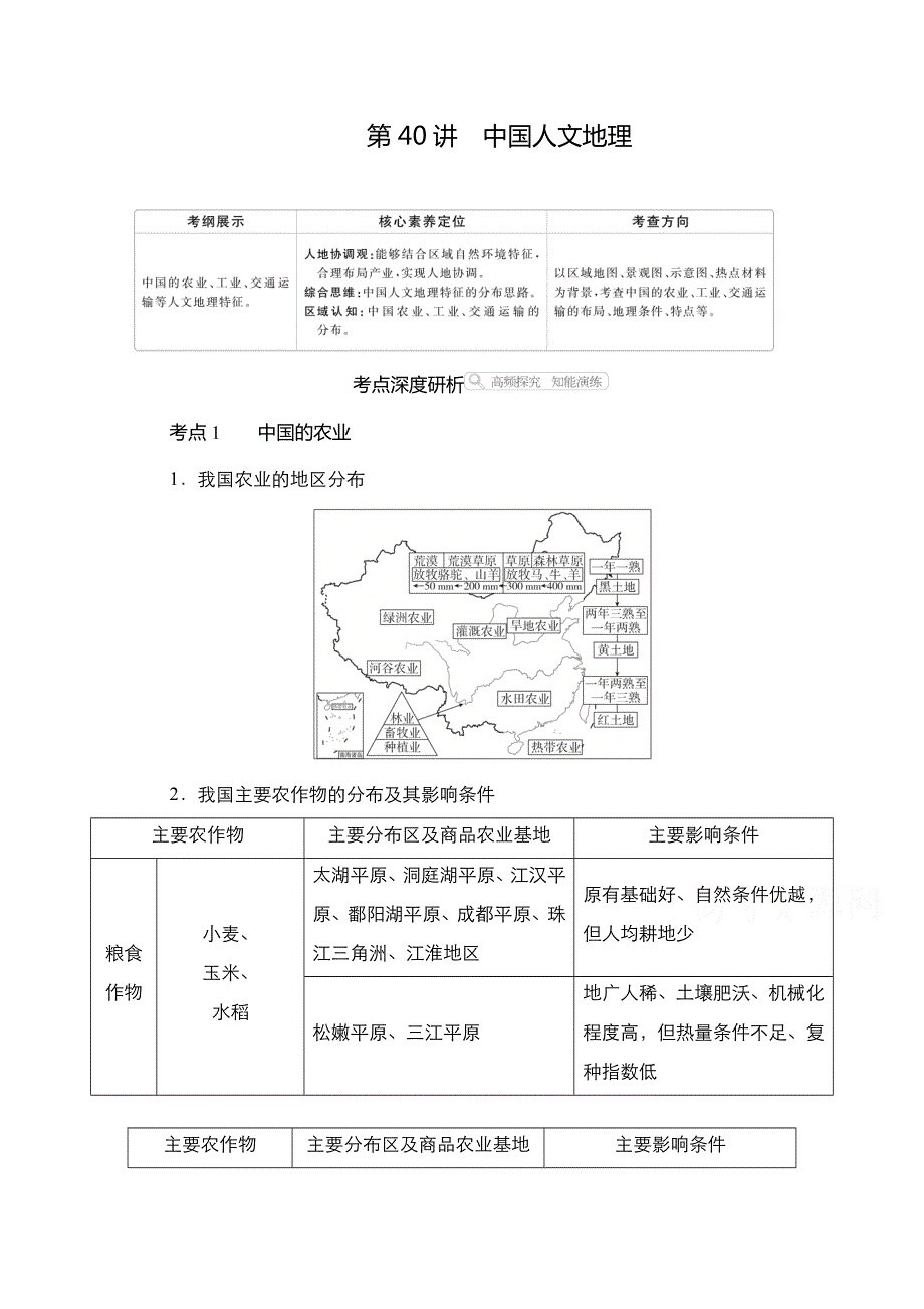 2021高三统考人教地理（经典版）一轮学案：第四部分 第二章 第40讲 中国人文地理 WORD版含解析.doc_第1页