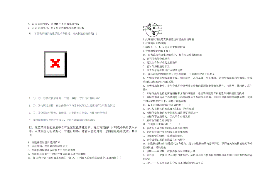 湖北省天门市三校2016-2017学年高一上学期期中联考生物试卷 WORD版含答案.docx_第2页