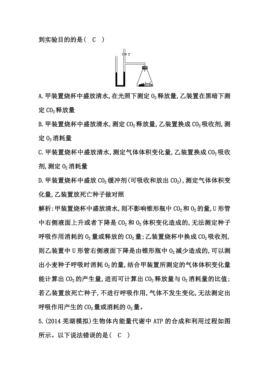 3-2-4从化学能到生物能 同步测试 中图版必修一.doc_第3页