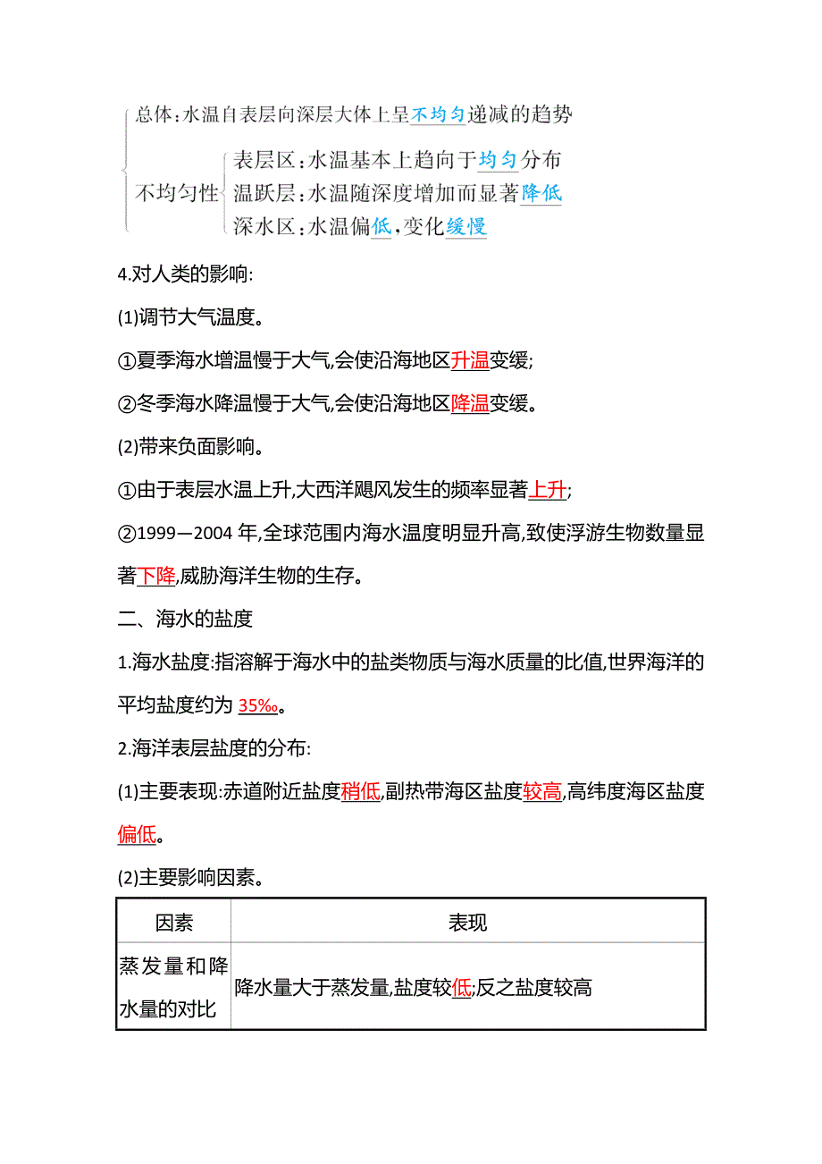 《新教材》2021-2022学年高中地理湘教版必修第一册学案：第四章 第二节　第1课时　海水的性质 WORD版含解析.doc_第2页