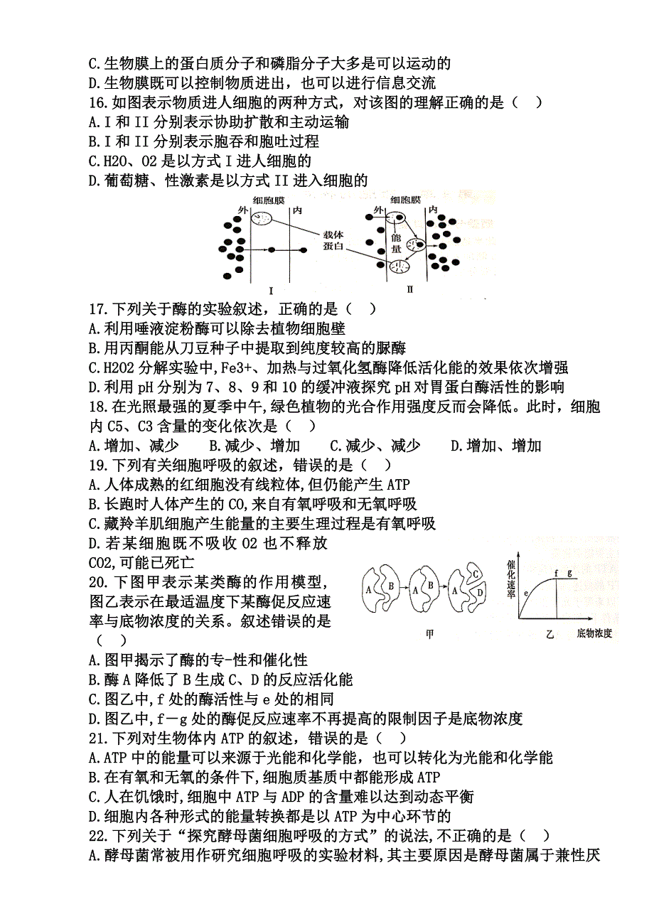 甘肃省民勤县第四中学2020-2021学年高二下学期开学考试生物试题 WORD版含答案.docx_第3页