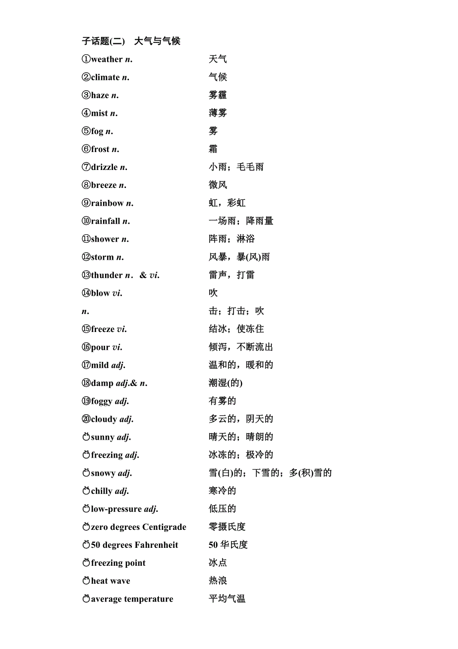 2017届高三英语（人教版新课标）一轮复习话题晨背日积月累增分无形话题十一 自然与环保 WORD版含解析.doc_第2页