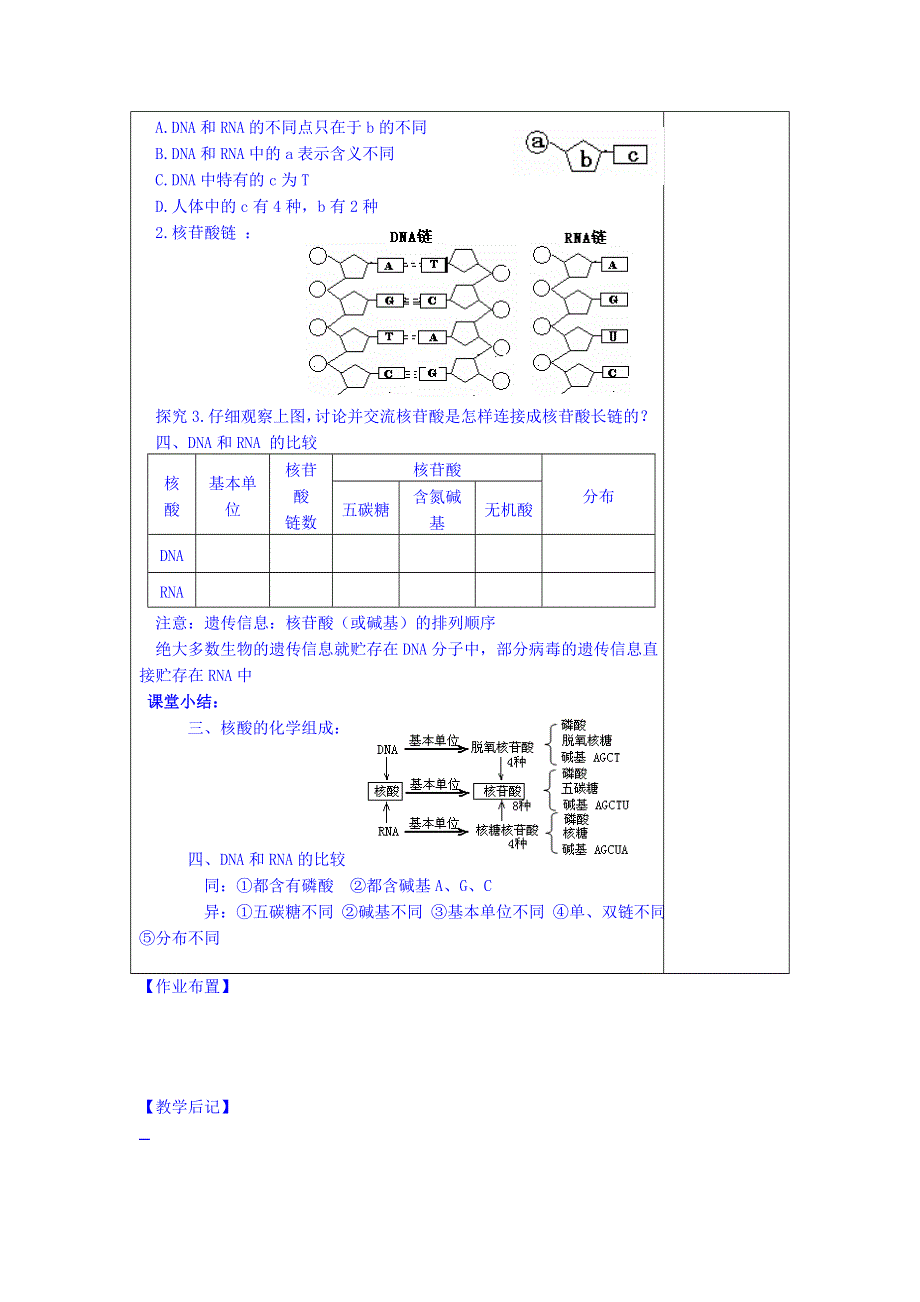 江苏省江阴市成化高级中学高一生物（新人教版必修1）教案：2-3《遗传信息的携带者──核酸》第2课时 .doc_第2页