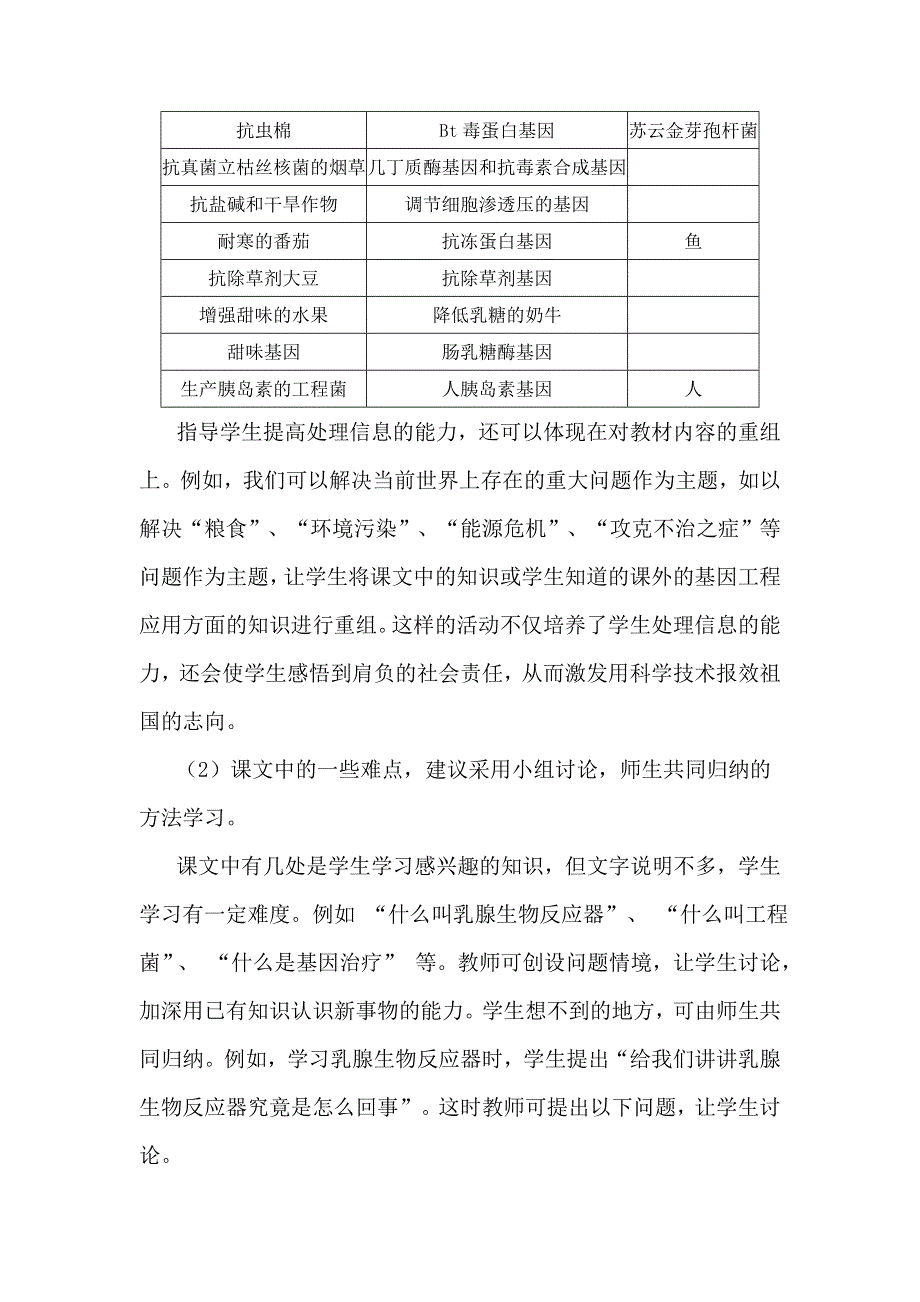 江苏省江阴市峭岐中学人教版高中生物选修3 1-3基因工程的应用（学案） WORD版含解析.doc_第2页