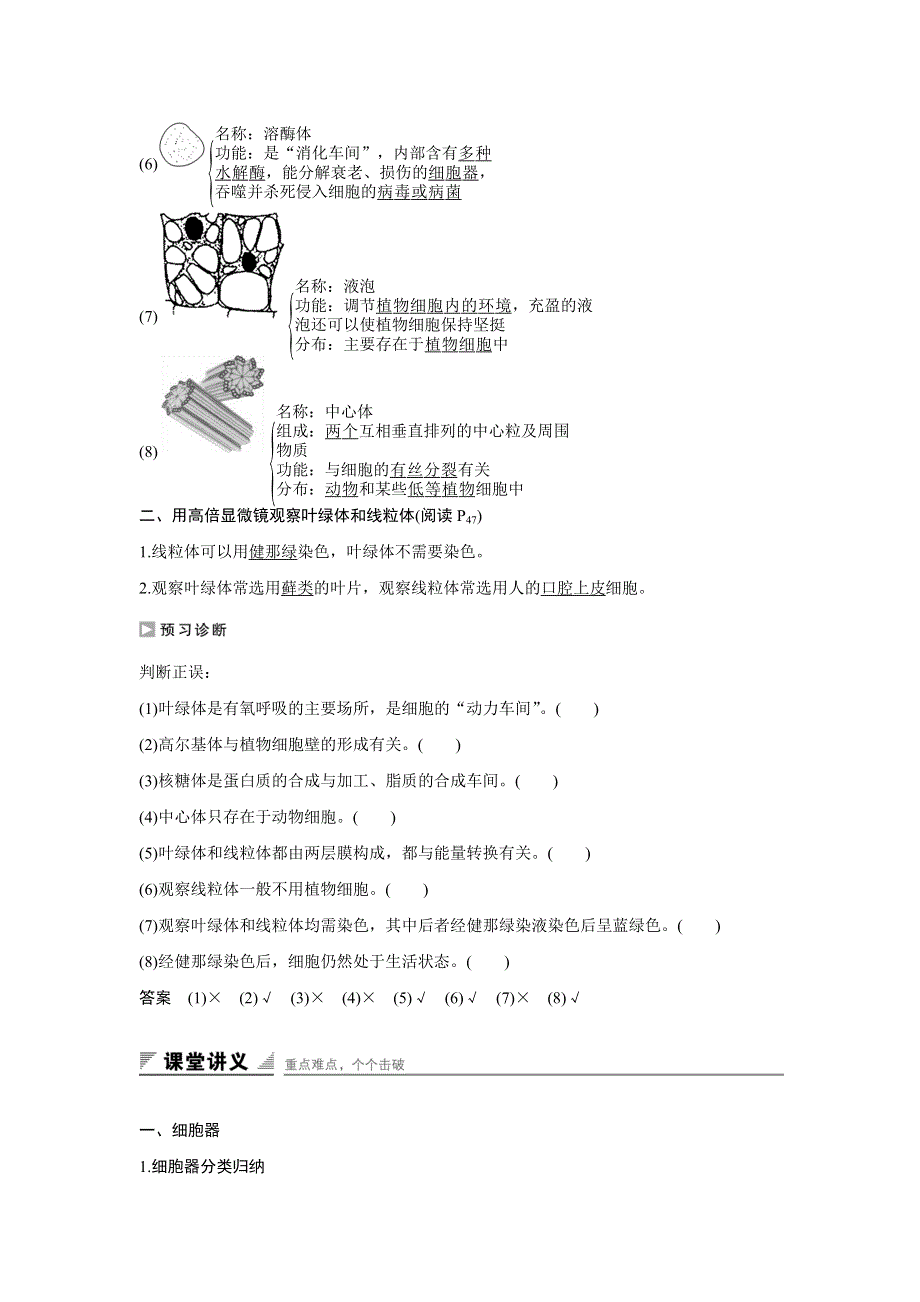 2015-2016学年高一生物人教版必修1学案：第三章 第2节 细胞器——系统内的分工合作（一） WORD版含答案.doc_第2页