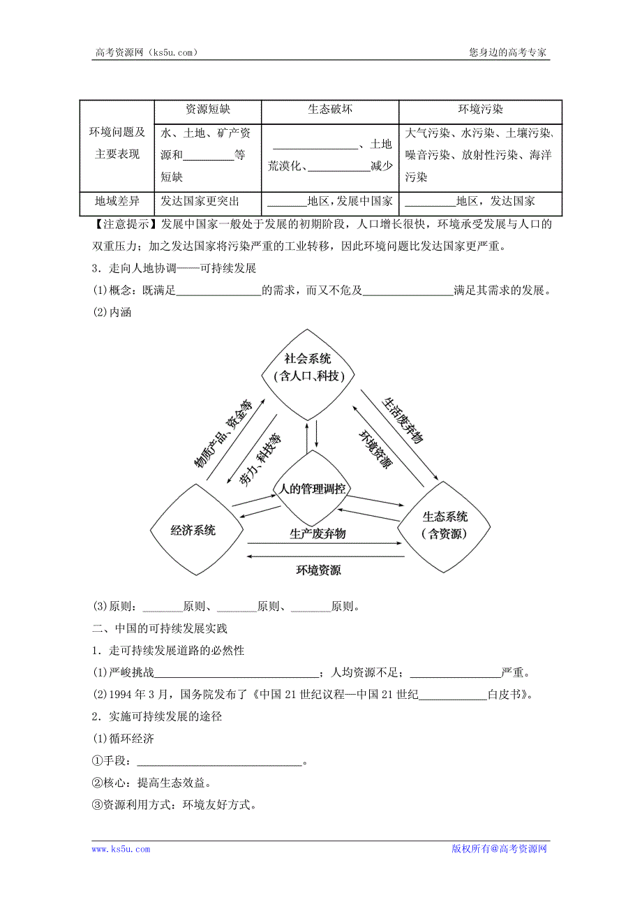 2013高考地理一轮复习教学案 专题23 人类与地理环境的协调发展（学生版）.pdf_第3页
